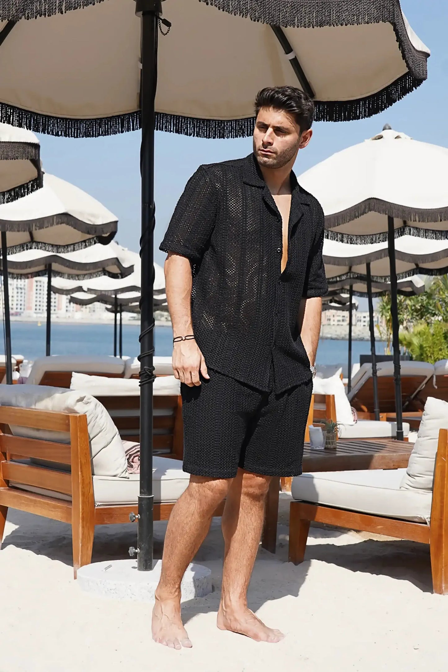 Black Palm Set — Shirt & Shorts