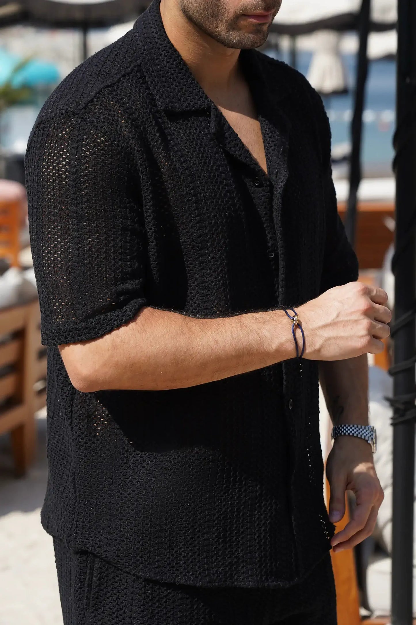 Black Palm Set — Shirt & Shorts