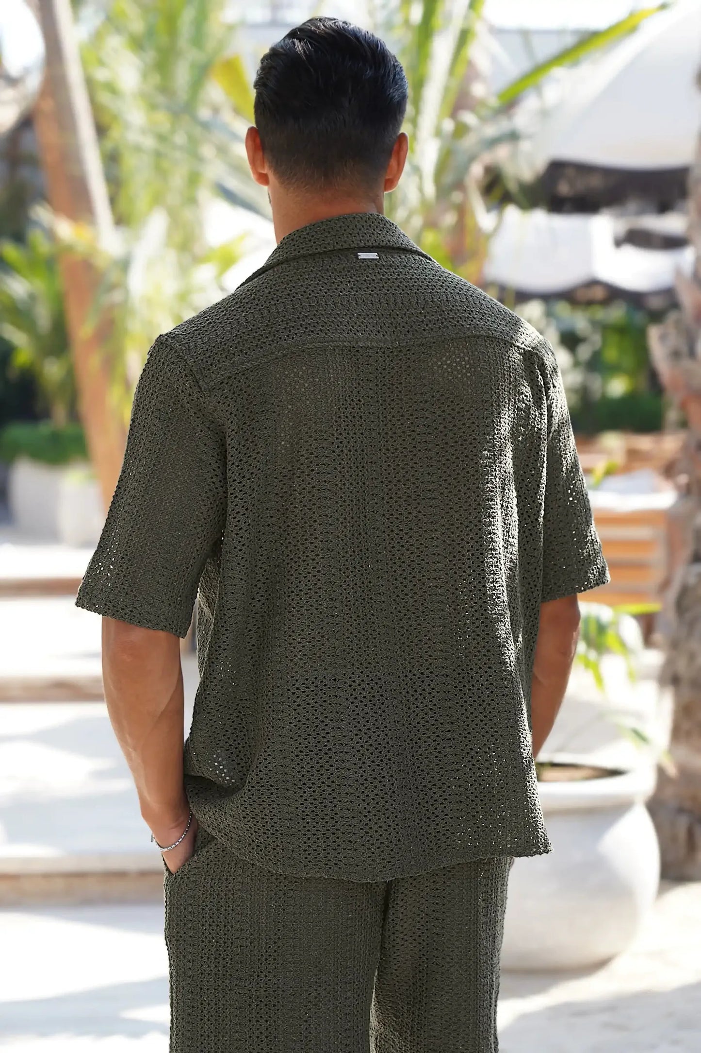 Khaki Palm Set — Shirt & Shorts